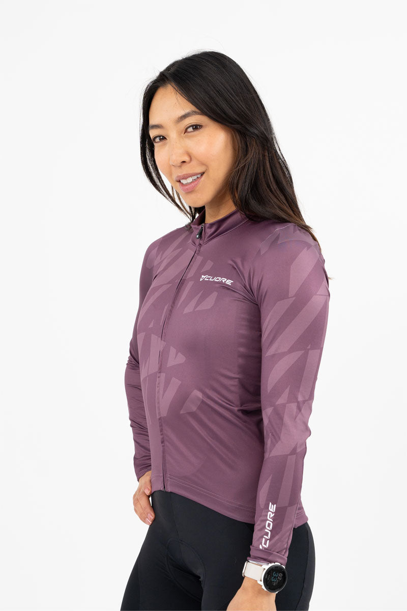 Damen Midweight Radtrikot Langarm Plum